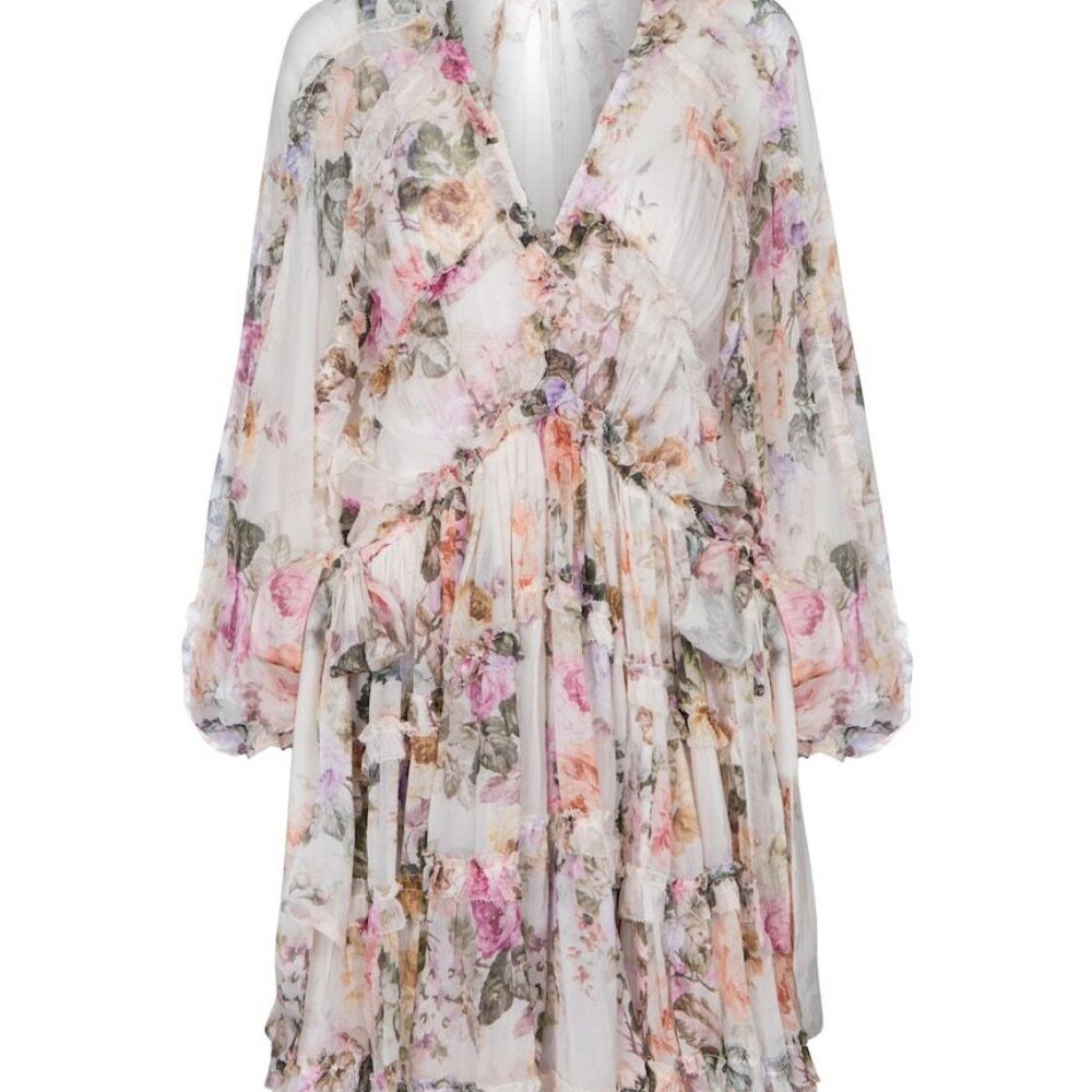 NWT Zimmermann Brighton Frill Billow Dress Size AU2 US 8 (No Slip Dress )